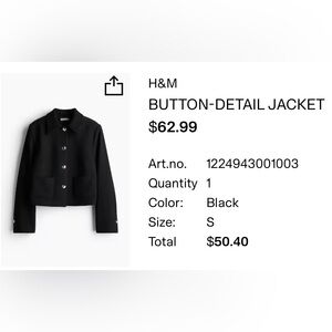 H&M Black Tailored Jacket